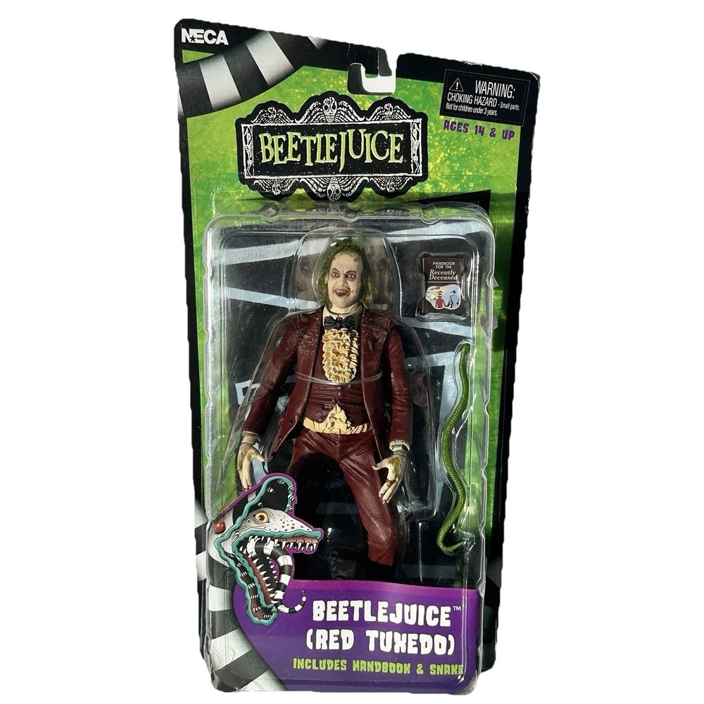 NECA Beetlejuice Red Tuxedo Action Figure 7" Reel Toys MOC Handbook Snake NWT